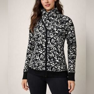 Lululemon Floral Zip Jacket Black White Size 8 Athleisure Lightweight Zip-Up